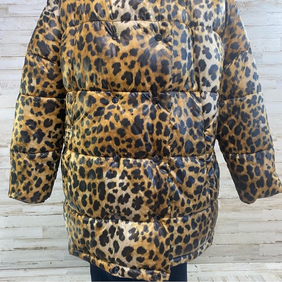 Zara Puffer Cheetah Animal Print Hooded Water Resistant Oversized Jacket Coat XS - Picture 6 of 17